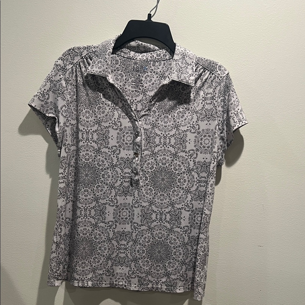 Croft & Barrow Black and White Patterned Polo